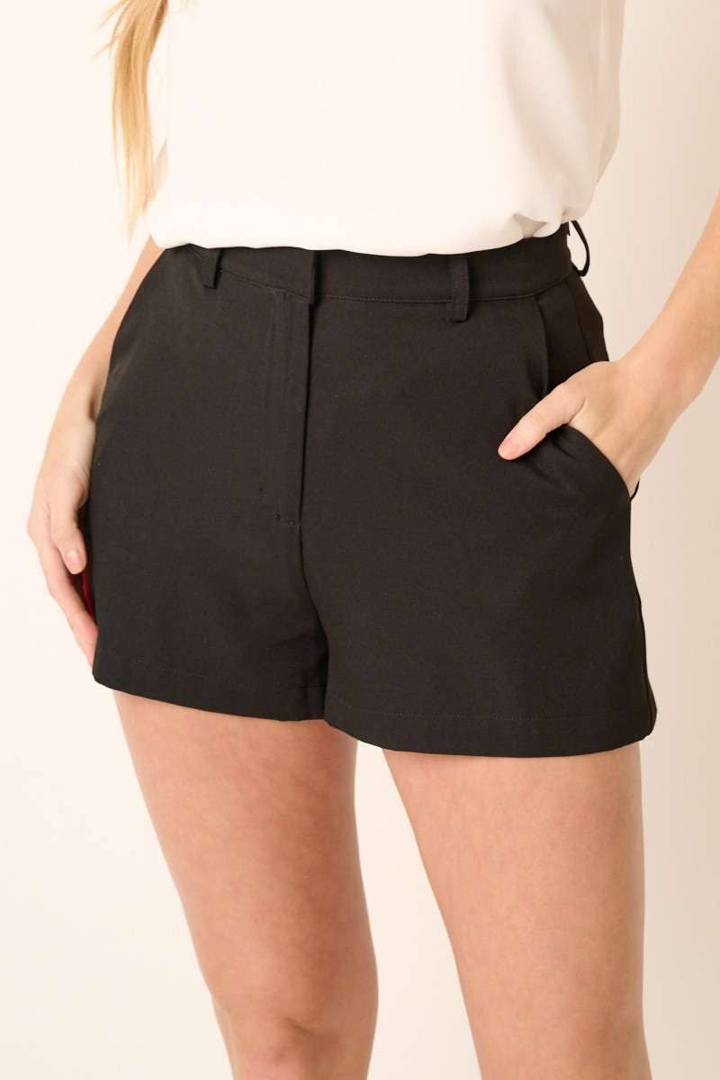 Corrie Woven Tailored Shorts (Black or White) - The Girl on Ivy