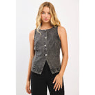 BOAT NECK FITTED SLEEVELESS DENIM VEST (2 color options) - The Girl on Ivy