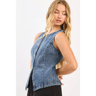 BOAT NECK FITTED SLEEVELESS DENIM VEST (2 color options) - The Girl on Ivy
