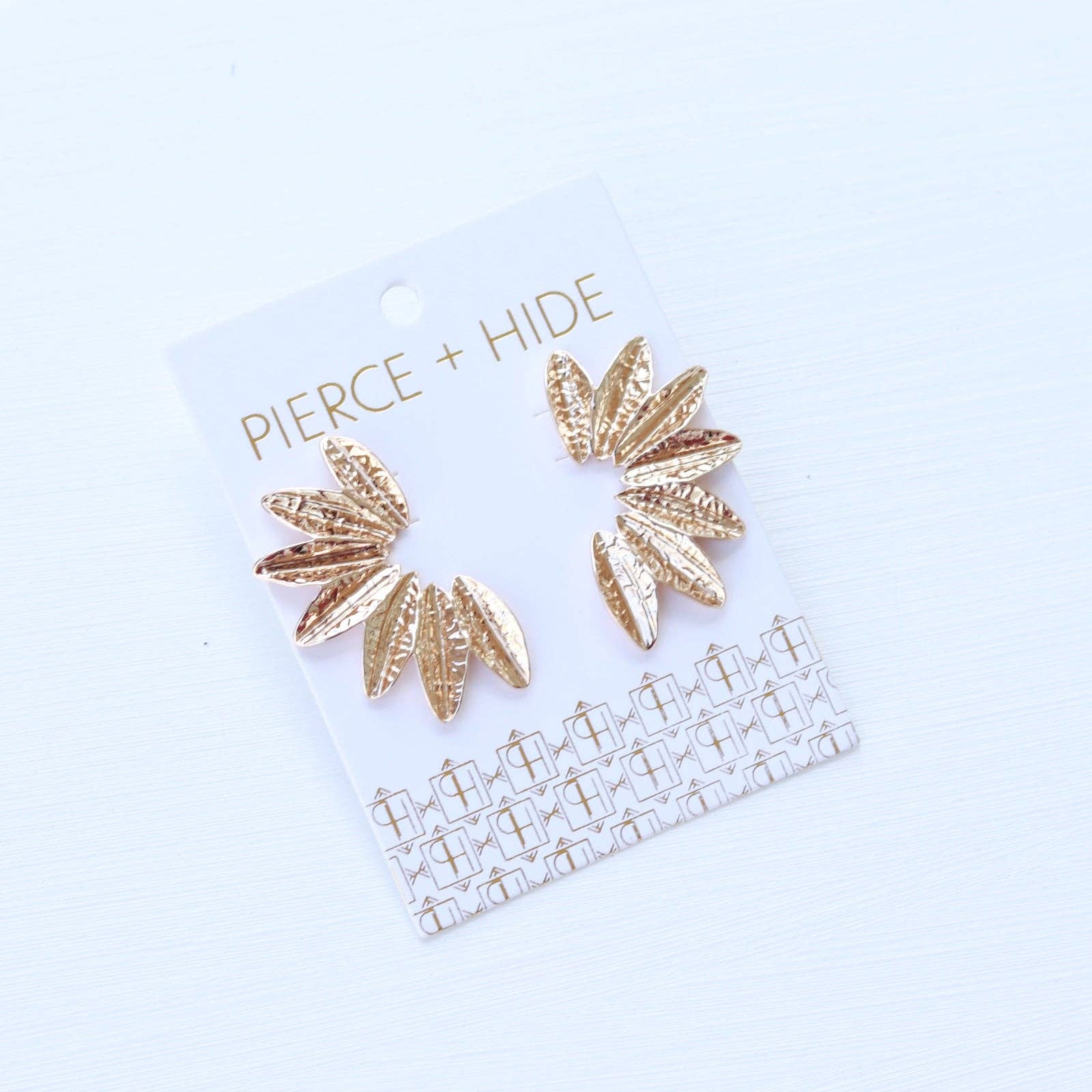 Small Textured Gold Wing Earrings | Gold Accordion Wing - The Girl on Ivy