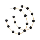 Black & Gold Bead Hoop Earrings  | Polymer Clay Bead Hoop - The Girl on Ivy