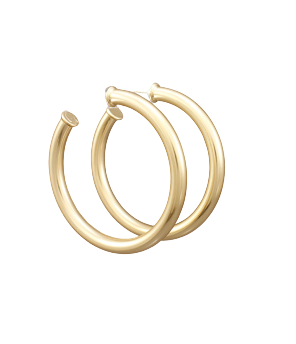 Large Brushed Gold Hoops | Everyday Hoops | Classic Hoops - The Girl on Ivy