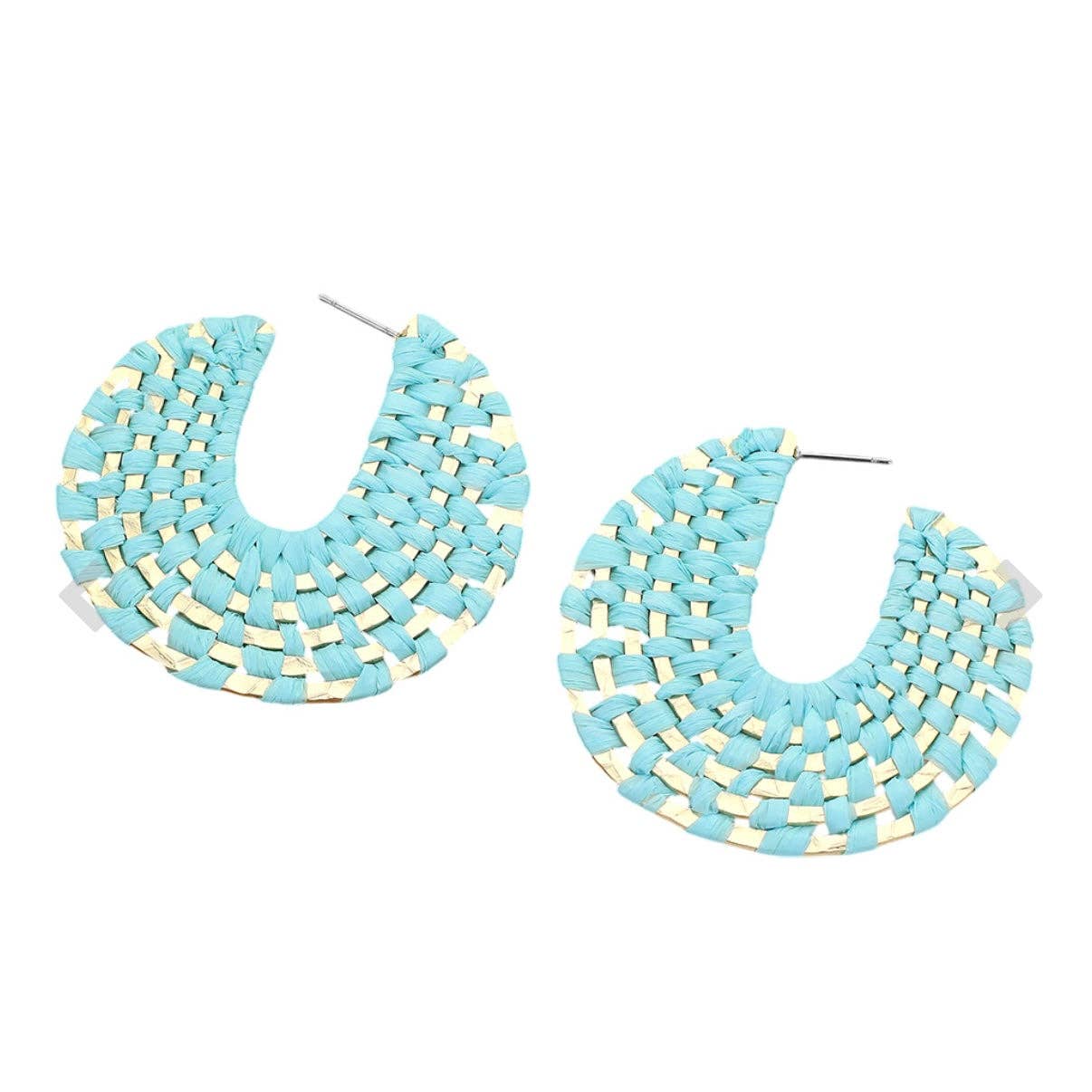 Mint + Gold Raffia Wrapped Hoop Earrings | Raffia Hoop - The Girl on Ivy