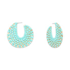 Mint + Gold Raffia Wrapped Hoop Earrings | Raffia Hoop - The Girl on Ivy