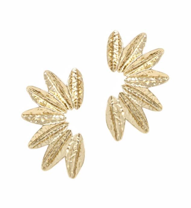 Textured Gold Wing Earrings | Gold Accordion Wing - The Girl on Ivy