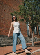 Risen Tummy Control Mid Rise Crop Wide Front Slit Jeans - The Girl on Ivy