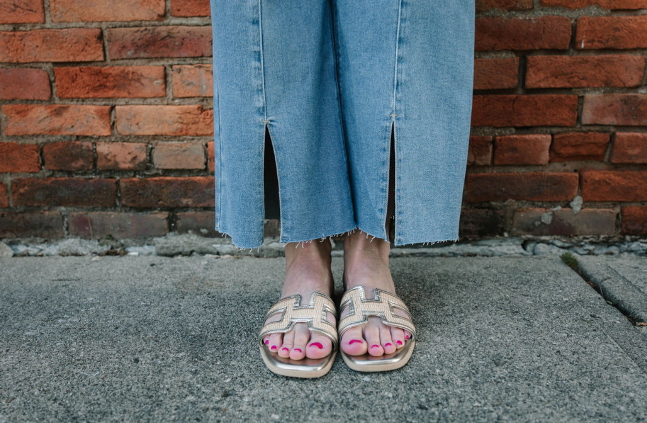 Risen Tummy Control Mid Rise Crop Wide Front Slit Jeans - The Girl on Ivy