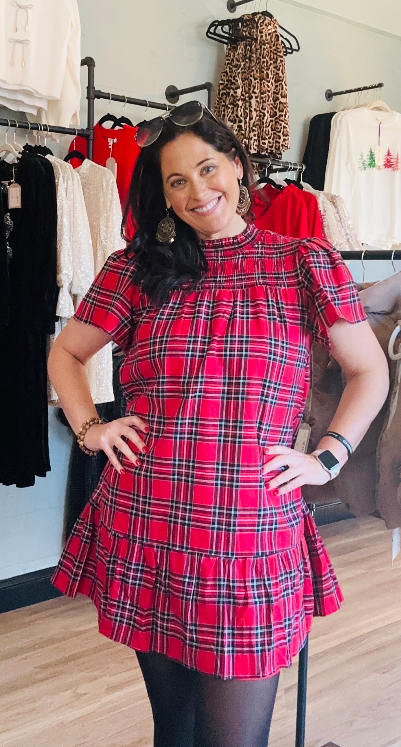 Gloria Plaid Short Sleeve Mini Dress - The Girl on Ivy