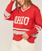 Ohio Logo V-Neck Varsity Sweater - The Girl on Ivy