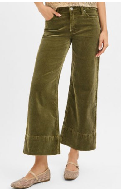 High Rise Crop Wide Corduroy Pants - The Girl on Ivy