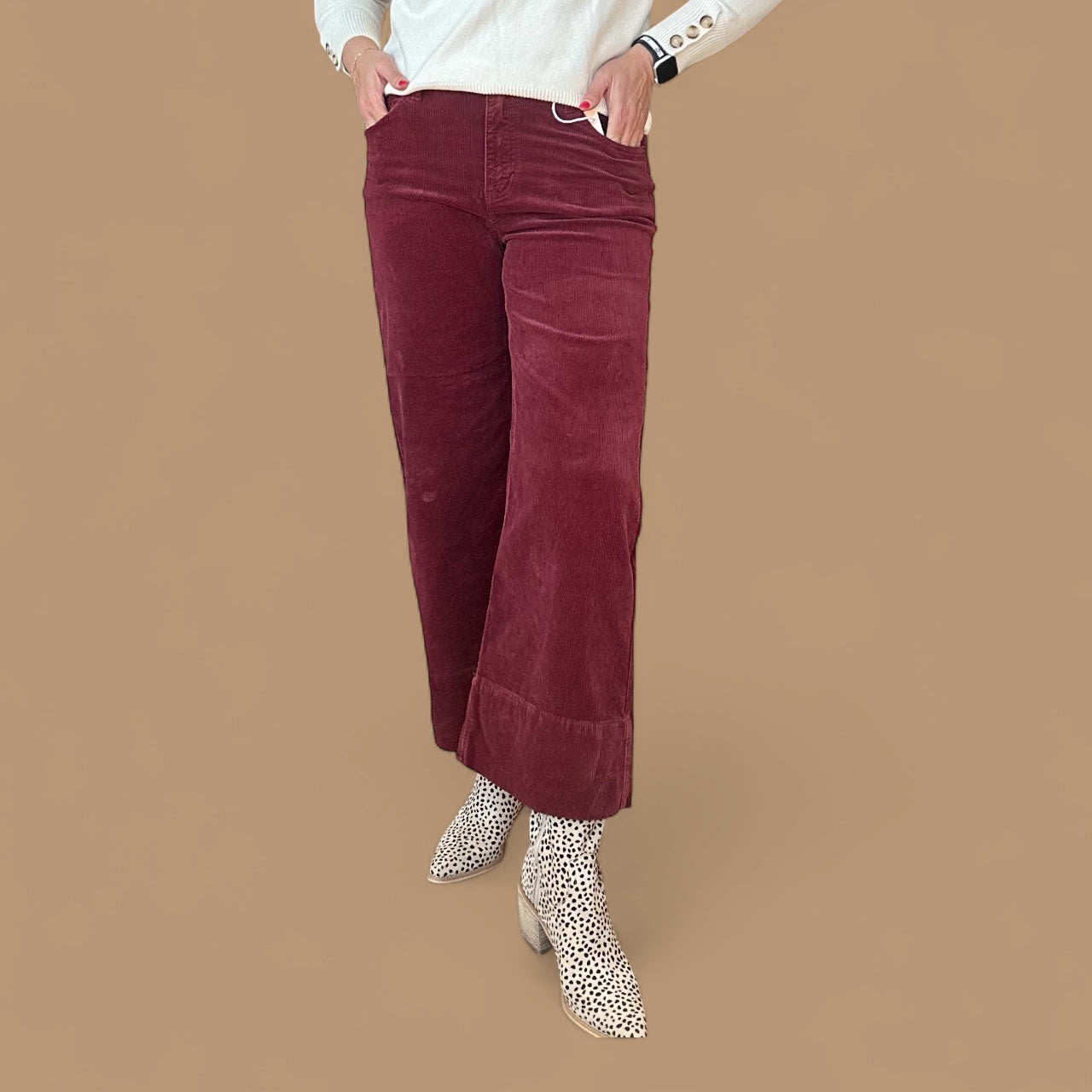 High Rise Crop Wide Corduroy Pants - The Girl on Ivy