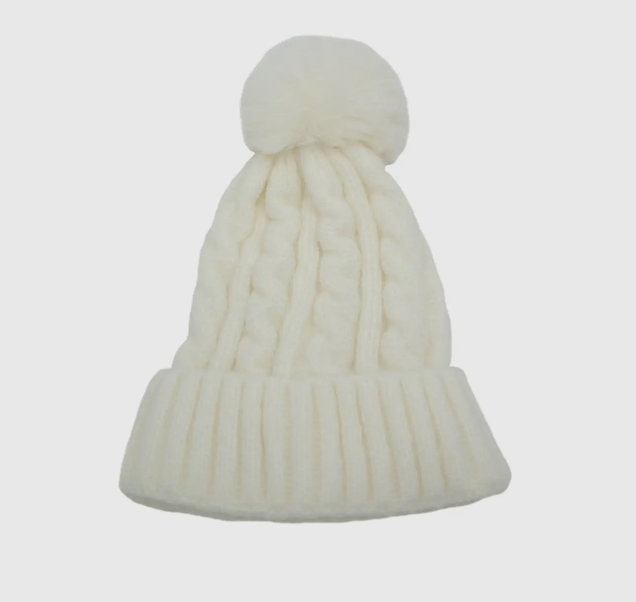 Pom Cable Knit Beanie Hat - The Girl on Ivy