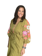 Autumn THML Embroidered Puff Sleeve Stripe Dress - The Girl on Ivy