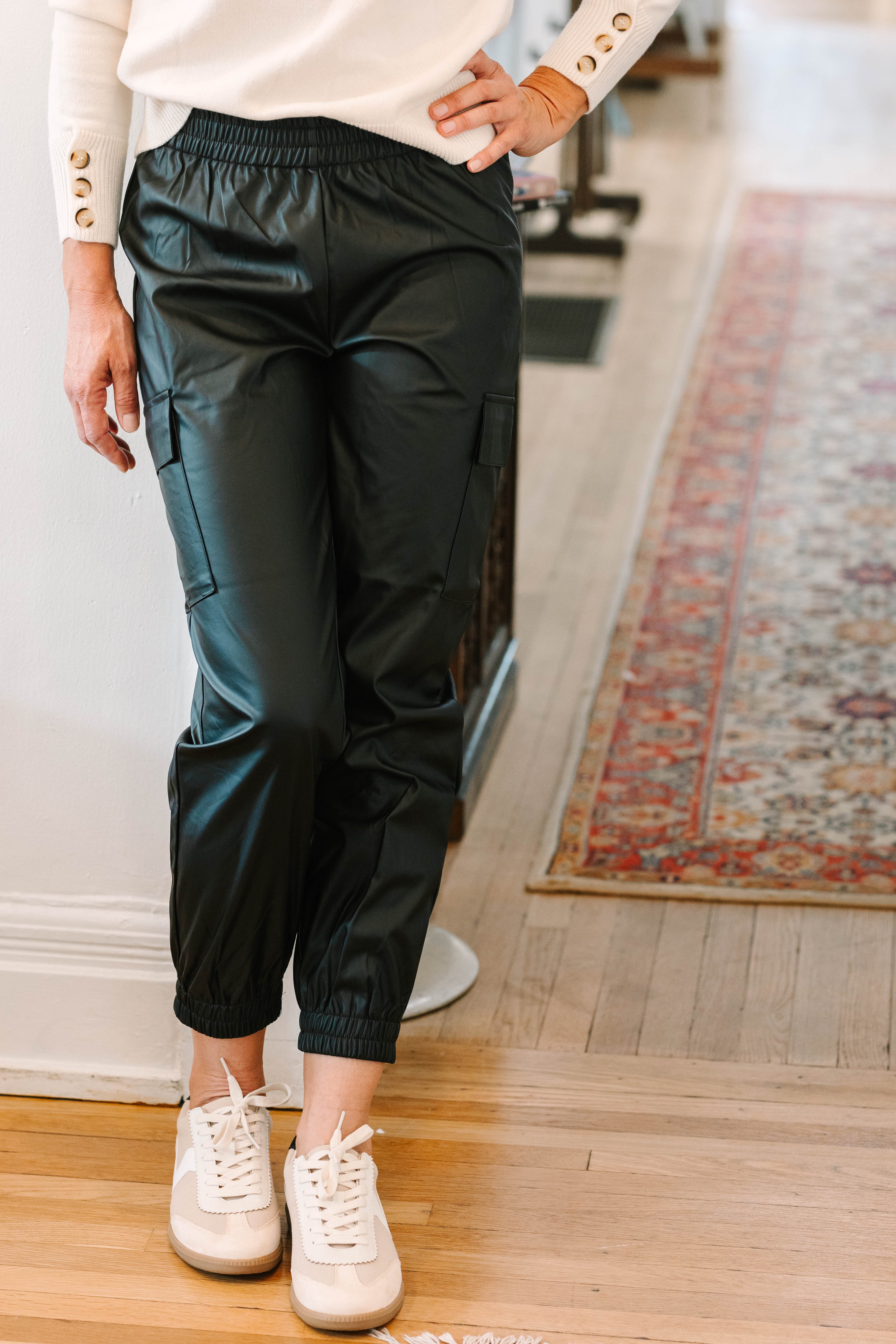Rhonda THML Leather Joggers - The Girl on Ivy