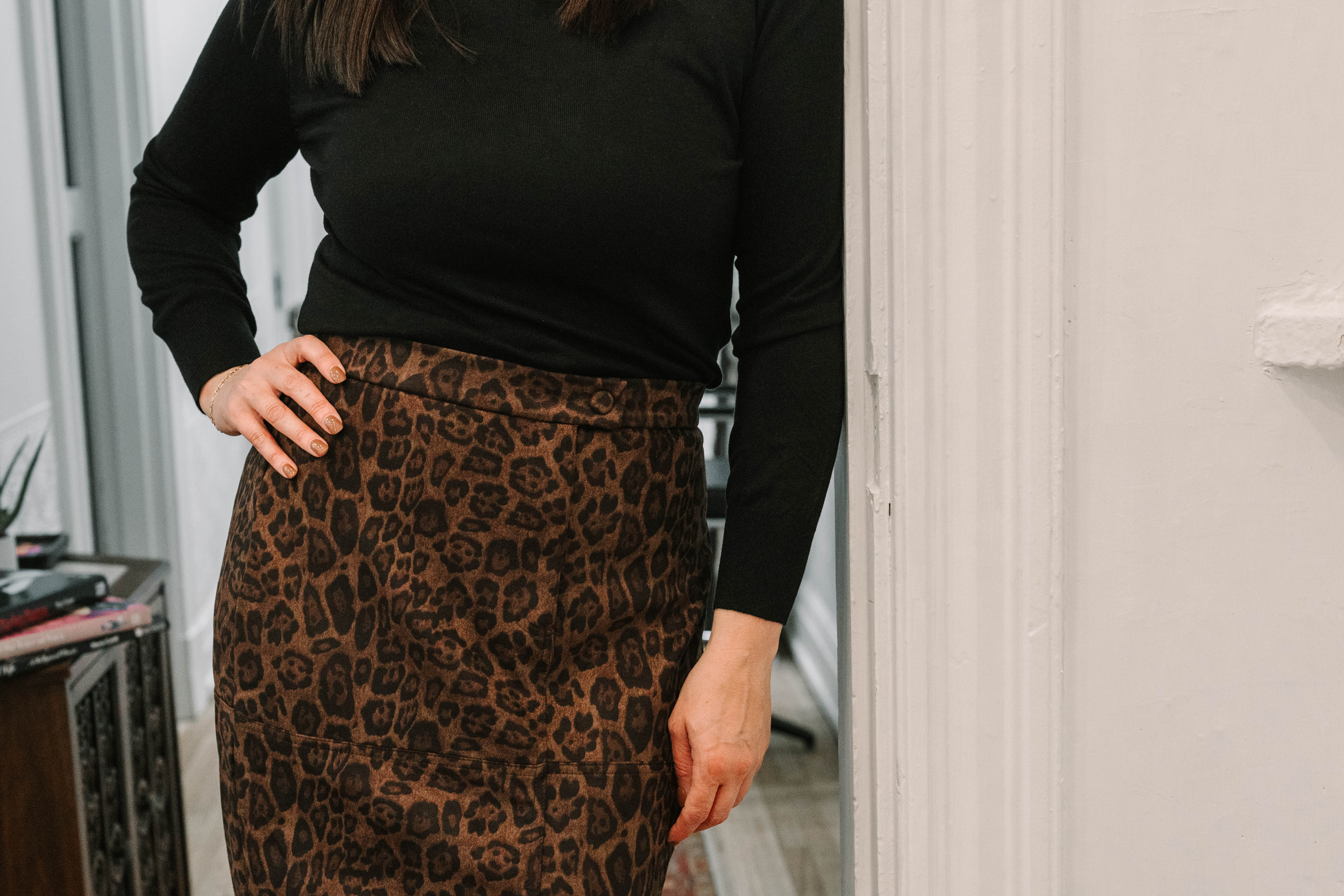 Brooke THML Leopard Print Suede Midi Skirt - The Girl on Ivy