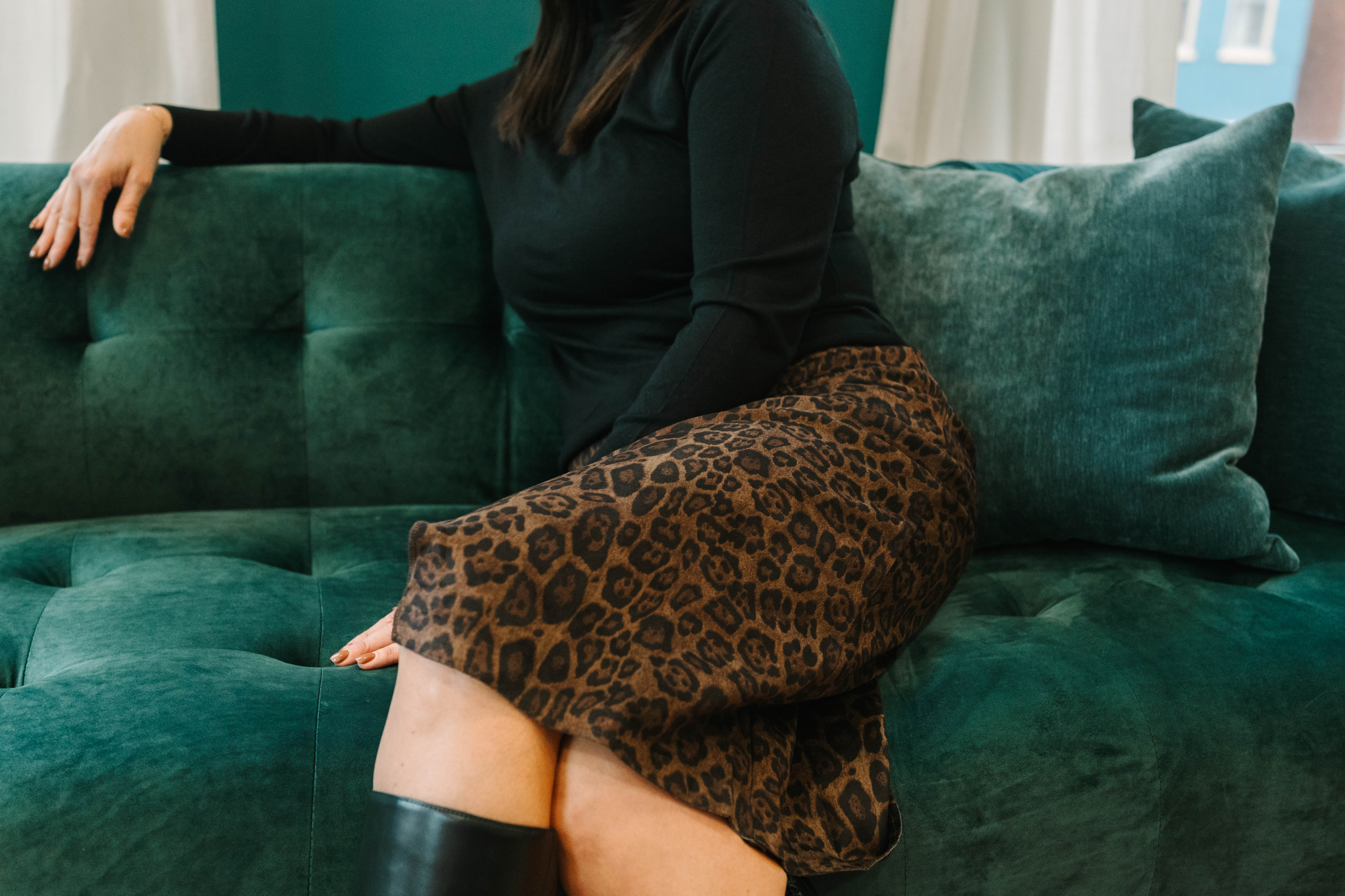 Brooke THML Leopard Print Suede Midi Skirt - The Girl on Ivy