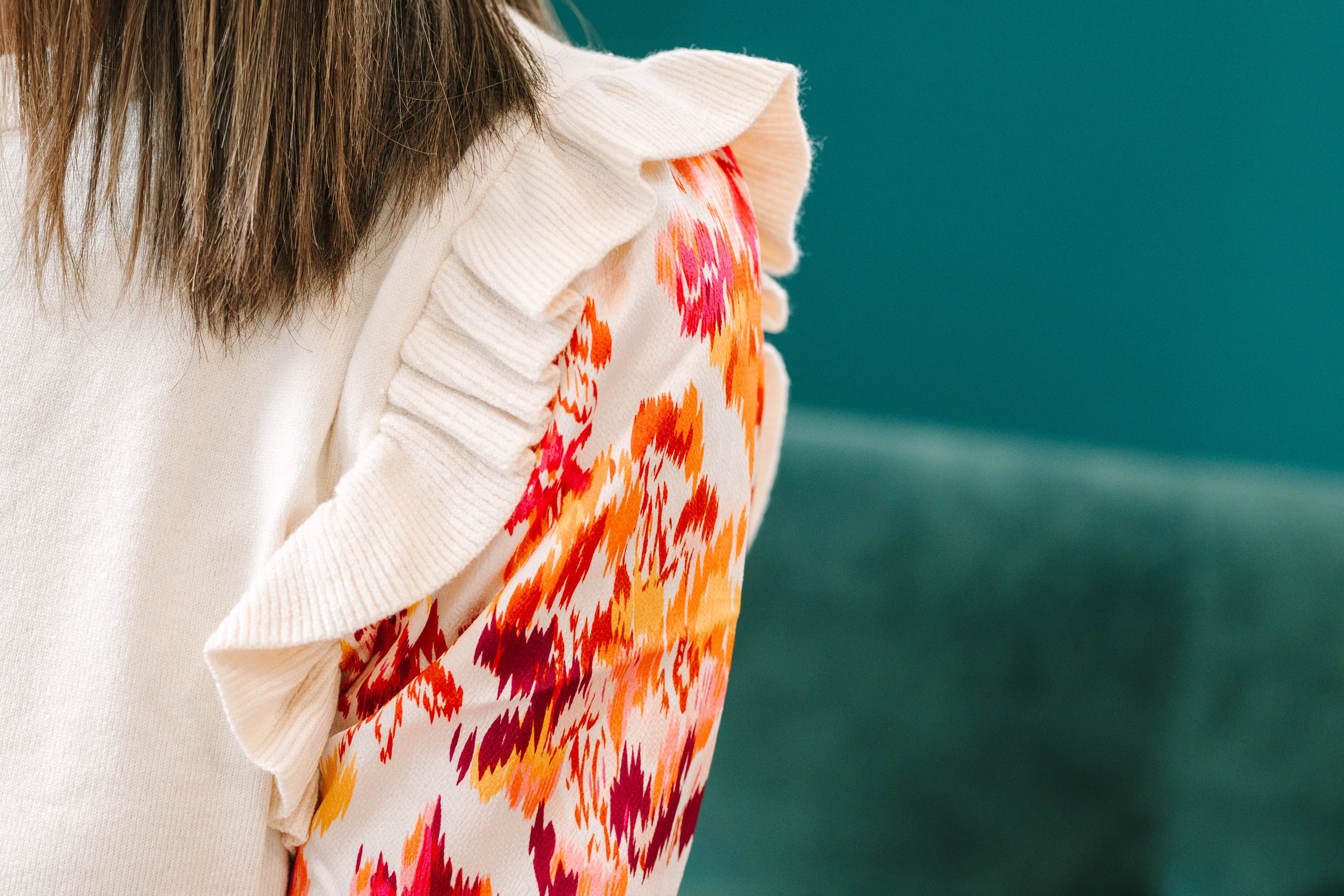 Deanna THML Cream Long Sleeve Top with Floral Print Mixed Media - The Girl on Ivy
