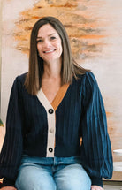 Eloise THML Balloon Sleeve Colorblock Knit Cardigan - The Girl on Ivy