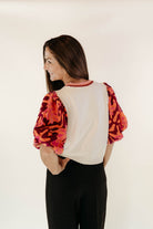 Patrice THML Print Puff Sleeve Mixed Media Knit Top - The Girl on Ivy