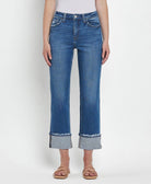 HIGH RISE CUFFED STRAIGHT JEANS - The Girl on Ivy