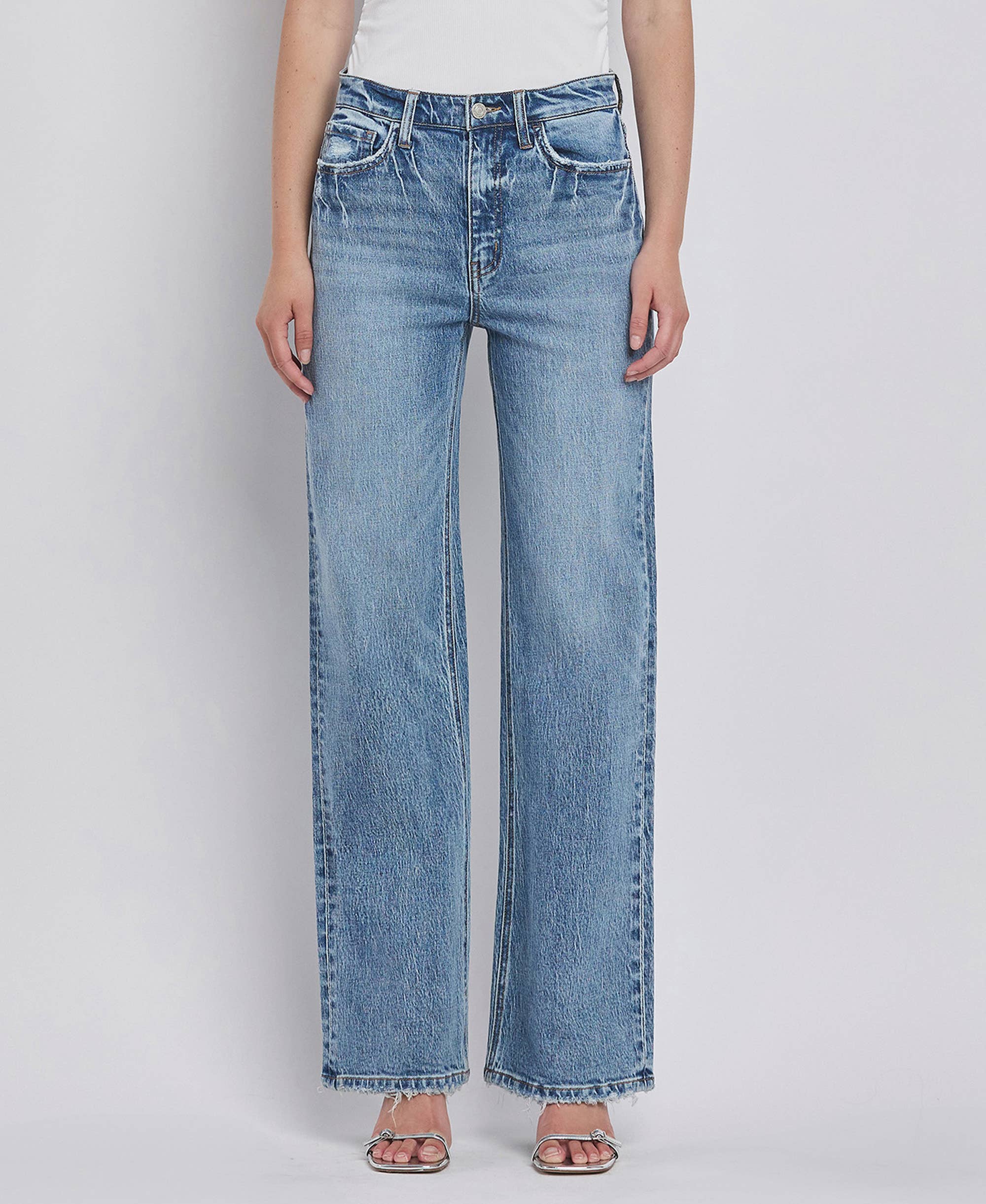 90'S SUPER HIGH RISE WIDE JEANS - The Girl on Ivy