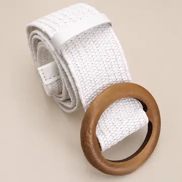 Wooden Buckle Rattan Stretch Belt - The Girl on Ivy
